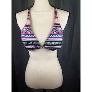 Arizona Jeans bikini top, multicolor geometric pattern, size L